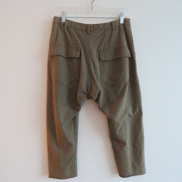 ACACIA Dublin Pant in Moss Green Cotton Raw Hem Casual Travel Vacation - Size S - Picture 3 of 16